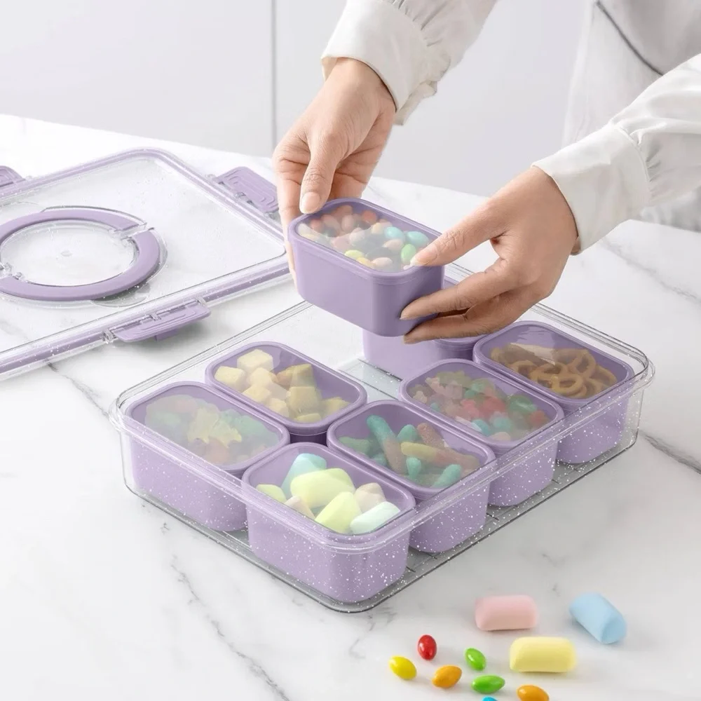 Cook nwt With Color Sparkle with Lid Snack Box Food Storage Container Purple - Picture 2 of 5